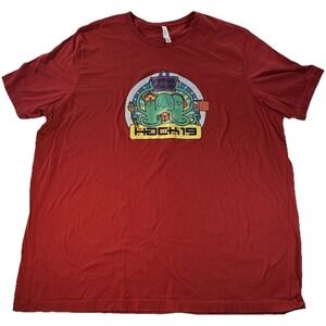Bella+Canvas T-Shirt Men's 4XL Big & Tall Red Octopus Hack19  Graphic Tech